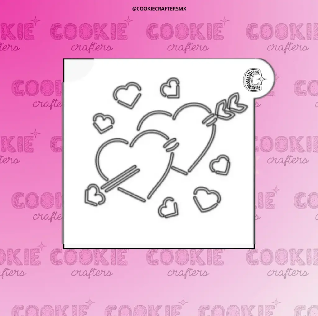 Stencil Corazones Flecha