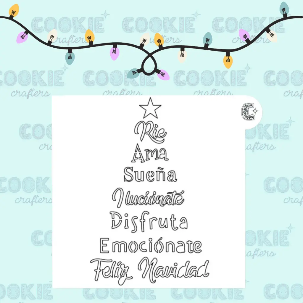 Stencil Árbol de Navidad con Frases