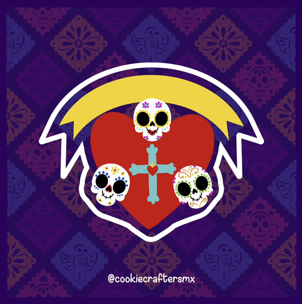 Trio de Calaveras con Corazón 