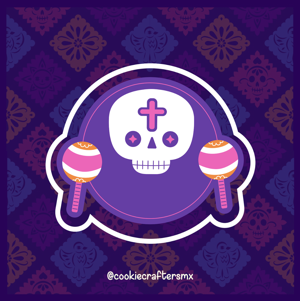 Mantel de Calavera con Maracas 