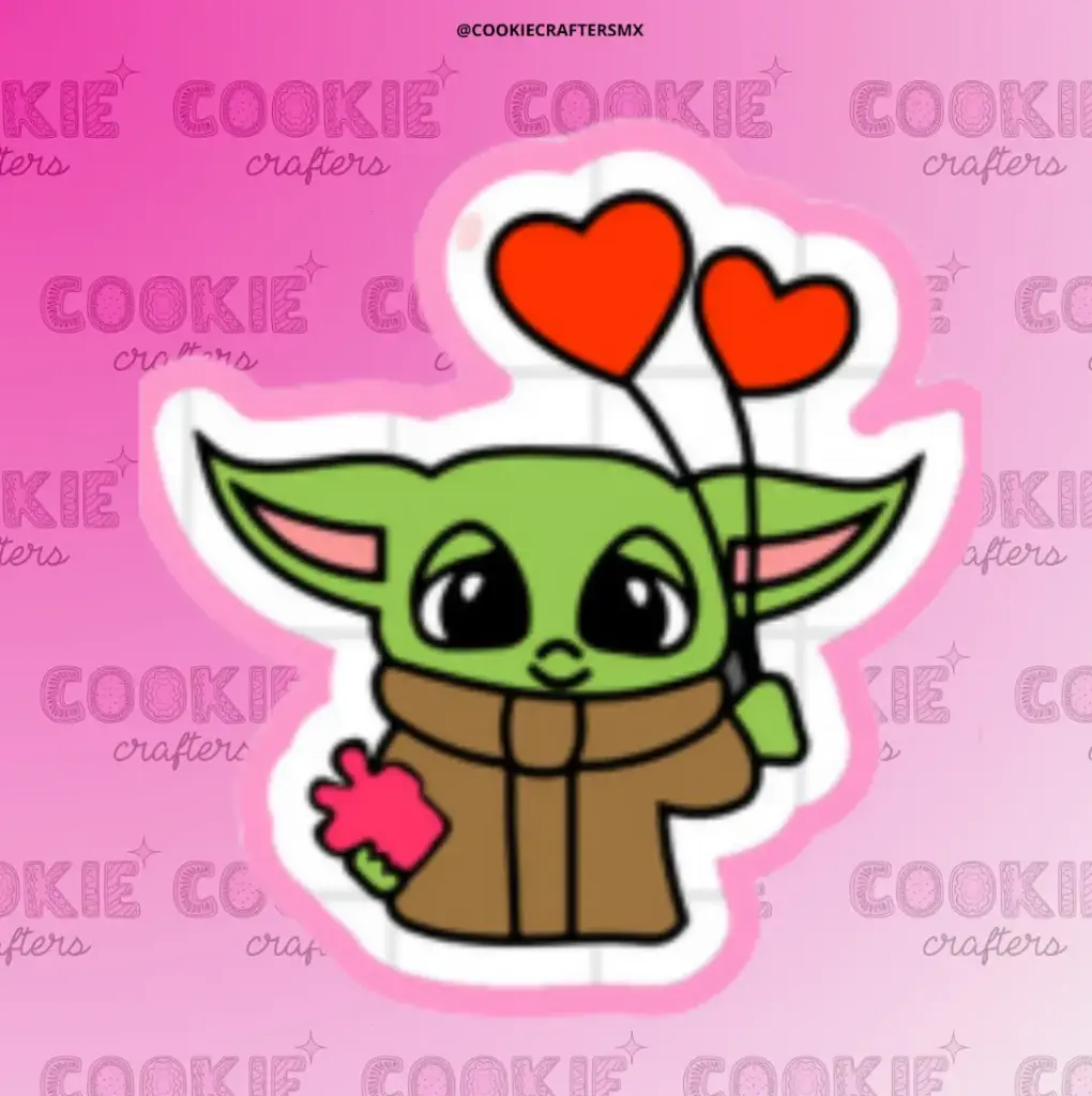 Grogu Con Globos De Corazón