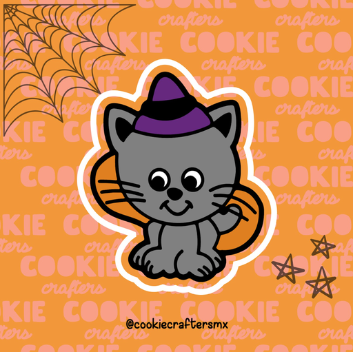 Gato con sombrero de bruja