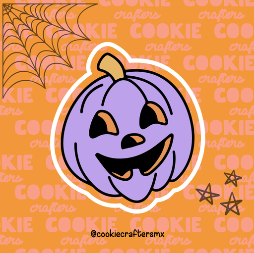 Calabaza morada con cara